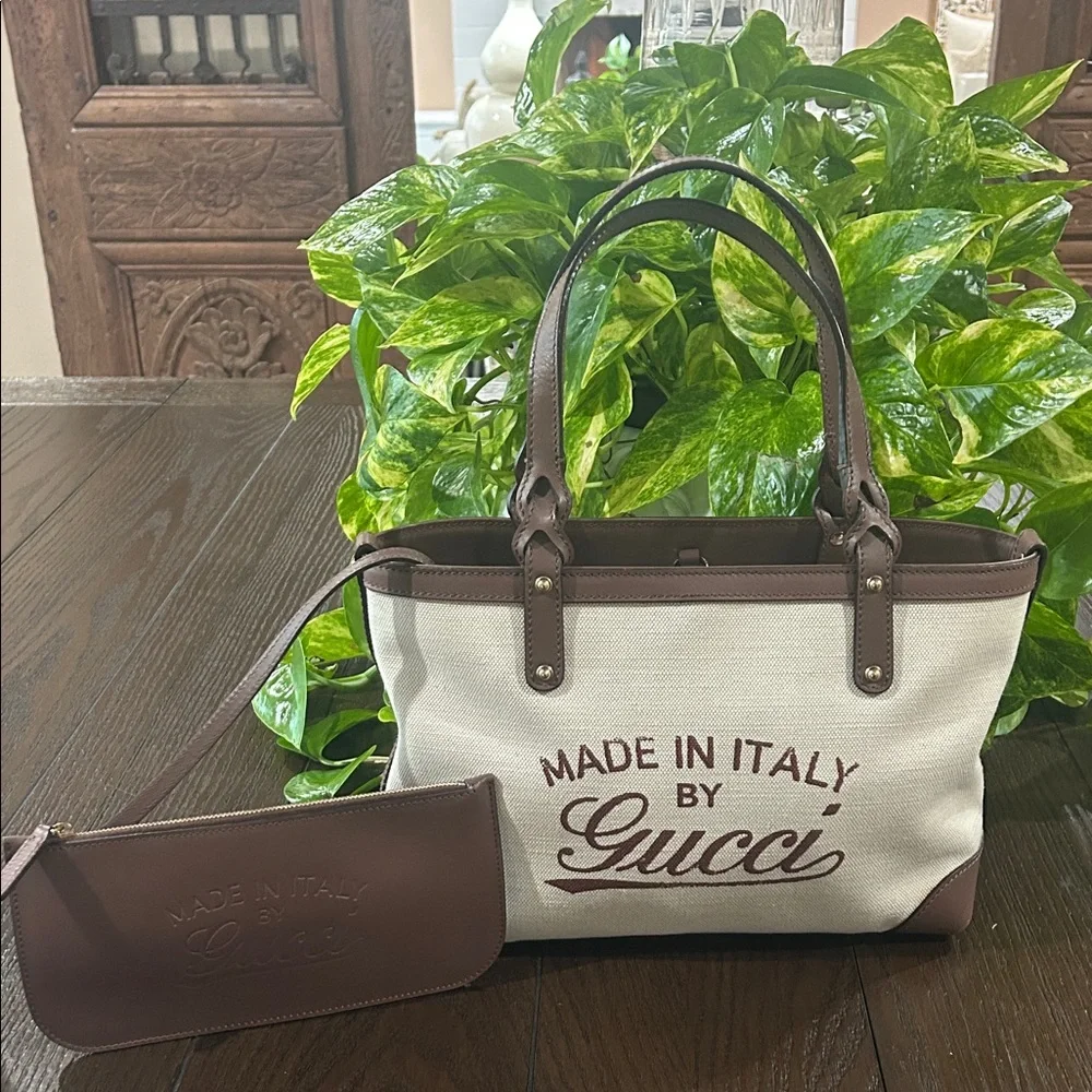 Gucci Craft Canvas & Leather Tote Bag - Picture 1 of 12